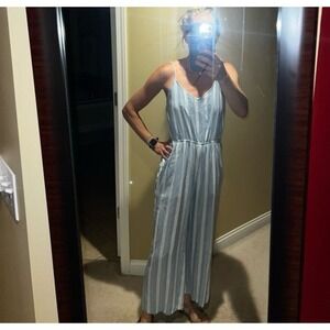 Women's Dizzy Lizzy white & light blue beachy jump suit romper small excellent